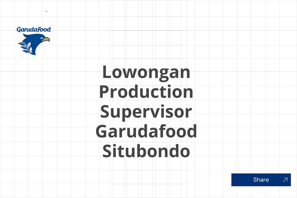 Lowongan Production Supervisor Garudafood Situbondo